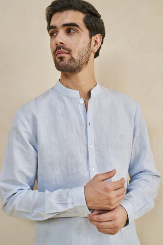 Sarish Linen Kurta - Powder Blue, Powder Blue, image 5